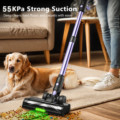500W/55KPA Self-Standing Cordless Vacuum Cleaner,60 Mins Handheld Vacuum Cleaners,Smart LED Screen Vacuum for Carpet/Pet Hair - Smarsty