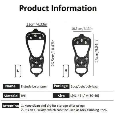 8 Teeth Ice Gripper Spike for Shoes Winter Outdoor Anti-Slip Hiking Mountain Climbing Ice Snow Crampons Anti-slip Shoe Covers - Smarsty