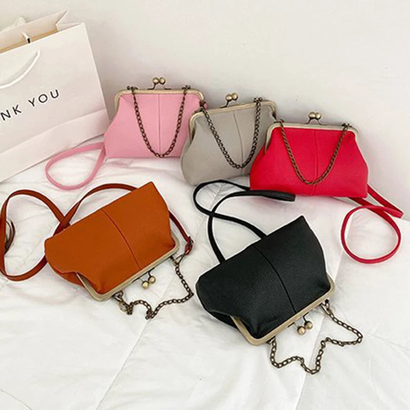 Vintage Soft Skin Shell Bag Lychee Pattern Crossbody - Smarsty