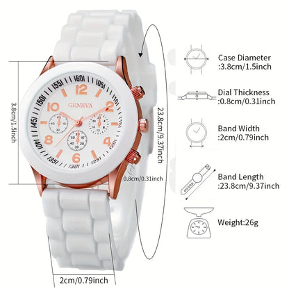 Women's Casual Silicone Band Quartz Watch Set - Smarsty