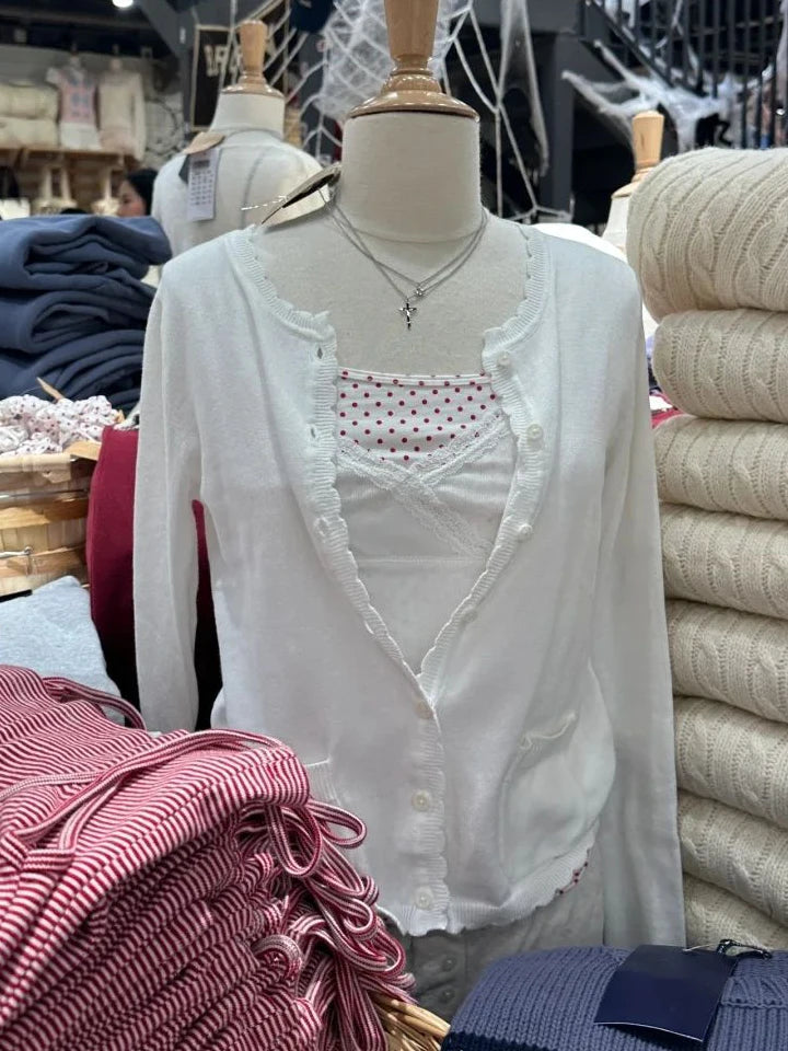 Pockets Twist Flower Knitted Sweater Cardigan O-Neck Single Breasted Long Sleeve Slim Sweaters Vintage Streetwear Gray Crop Tops - Smarsty