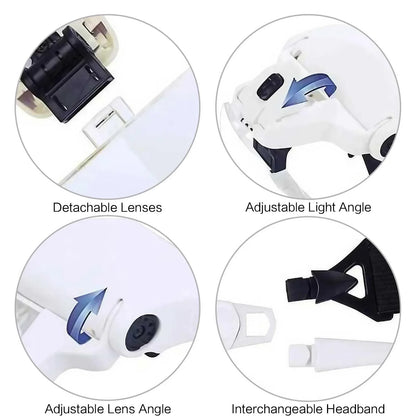 LED Light Head Magnifier with Adjustable 5 Lenses - Smarsty