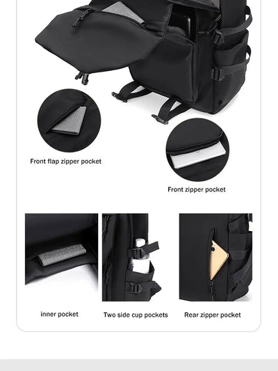 One 15 Inch Polyester Waterproof Solid Color Simple Men's Backpack Fashion Couple Student Computer Backpack - Smarsty