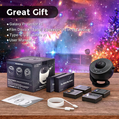 13 In 1 Galaxy Ultral Star Projector HD Image Area LED Night Light, 13 Film Discs,360° Rotate 1/2h Timer for Kids&Adults Bedroom - Smarsty