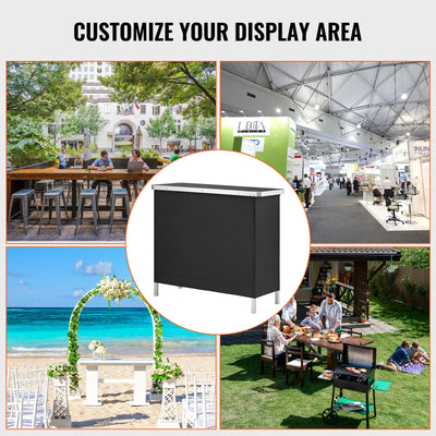 SucceBuy Folding Portable Bar Table Tradeshow Podium Table for Party Picnic Exhibition Include Carrying Case Storage Shelf Skirt - Smarsty