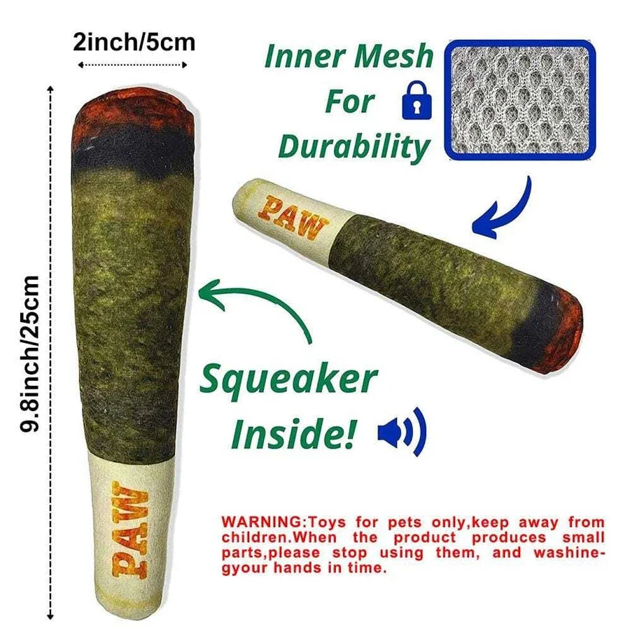 Funny Interactive Cigar Plush Squeaky Dog Toy - Smarsty
