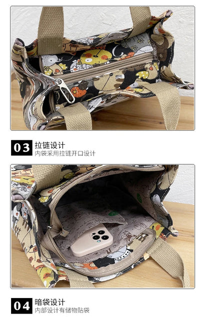 Chic Cat Pattern Top Handle Bag For Women Everyday Use - Smarsty