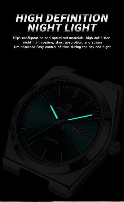 Luxury Stainless Steel Men's Watch with Double Calendar - Smarsty
