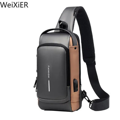 Anti Theft Chest Bag USB Charge Crossbody Sling Pack - Smarsty