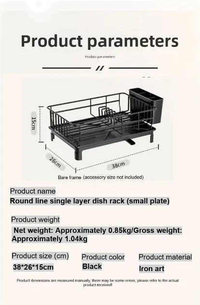 Single Layer Hollow Dish Rack Kitchen Countertop Rack with Drainage Tray Multifunctional Tableware Rack Rust Resistant Durable