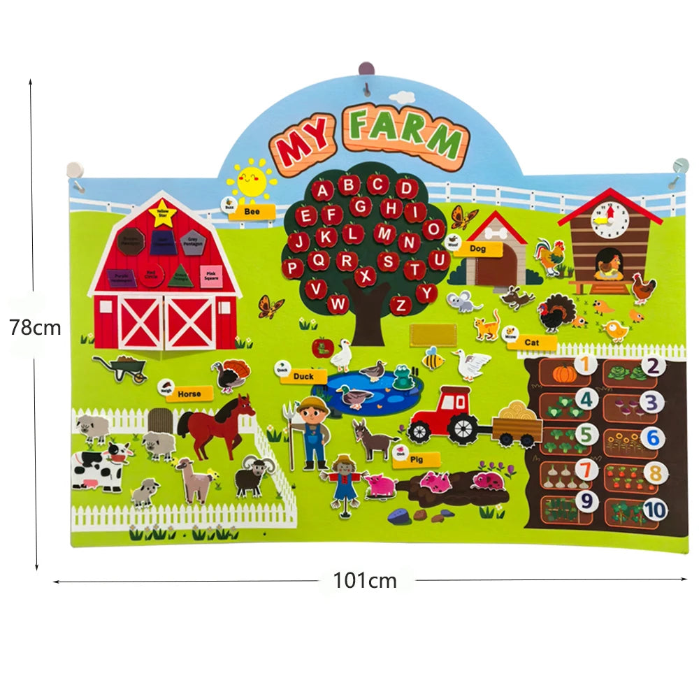 Farm Animals Felt Story Board Set Storytelling Early Learning Interactive Play Kit Wall Hanging Puzzle Toys for Toddlers Gifts - Smarsty