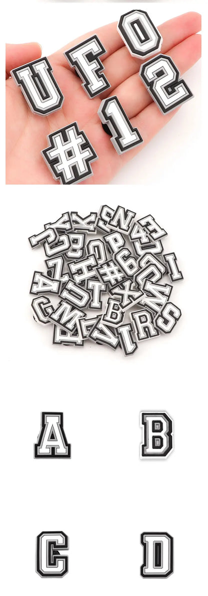 1 Pcs Letter Shoe Charms for Clog Sandals Shoe Decoration Number Alphabet Characters DIY Shoes Pins for Boy Girl Men Women