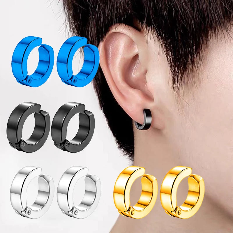 Stainless Steel Ear Clip Earrings No Piercing Black - Smarsty