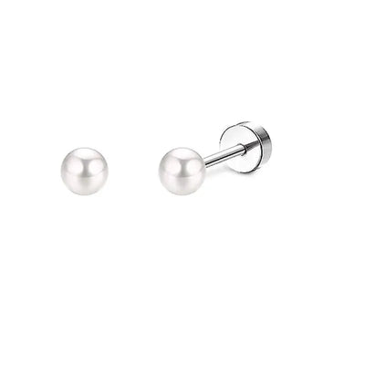Stainless Steel Heart Moon Ear Studs Screw Back Cartilage - Smarsty