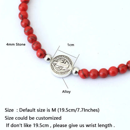 Men's 4mm Beaded Tiger Eye Bracelet Natural Stone Meditation - Smarsty