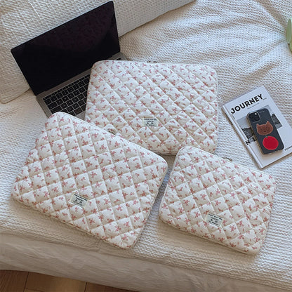 Chic Flower Print Quilted Laptop Bag 11 14 15 Sleeve