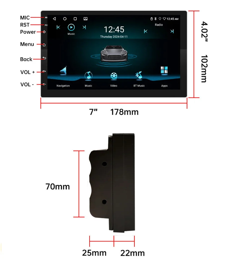 Universal Android 13 Car Stereo Seven Inch GPS Navigation - Smarsty