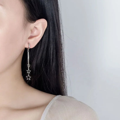 Elegant 925 Sterling Silver Hoop Earrings with Long Tassels - Smarsty