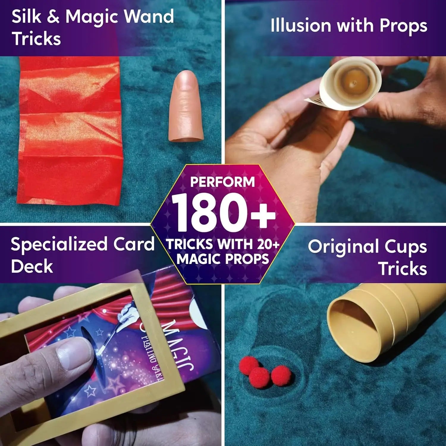 JOYFY 180+ Magic Set Kids Magic Trick Kit Amazing Magician Toy with Step-by-Step Video Lessons for Kids Easy Tricks