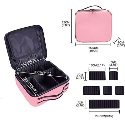 New Makeup Bag for Women Travel Waterproof Necessary Beauty Brush Embroidery Tool Storage Cosmetic Case Professional Makeup Box - Smarsty