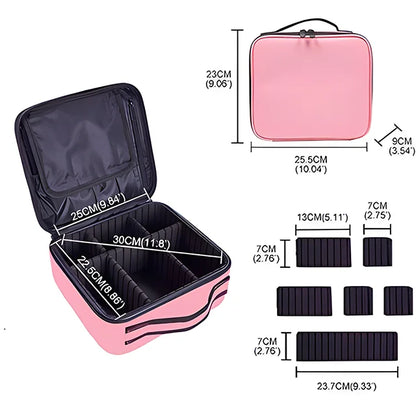 New Makeup Bag for Women Travel Waterproof Necessary Beauty Brush Embroidery Tool Storage Cosmetic Case Professional Makeup Box - Smarsty