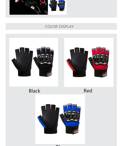Men Half Finger Motorcycle Gloves Breathable Slip Resistant - Smarsty