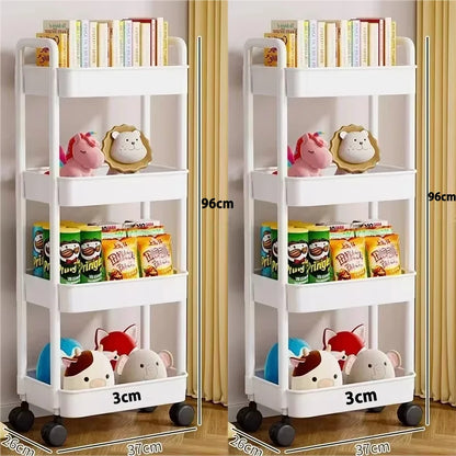 Bookshelf Storage Trolley Mobile Kitchen Organizer Cart With Wheels Multi-Layer Bathroom Shelves Household Snacks Storage Rack by Smarsty