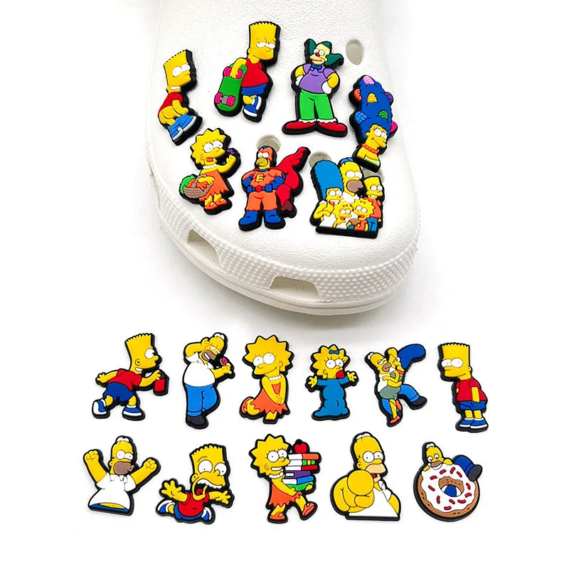 18/54pcs/set Shoe Charms PCV Cute Cartoon Shoe Accessorie Simpson For Women Men Funny Unisex Gifts