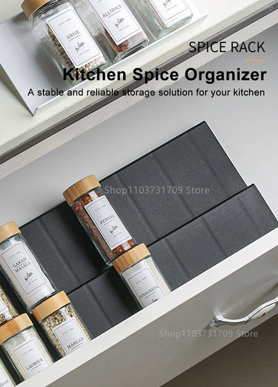 4 Layers Kitchen Spice Drawer Organizer Adjustable Spice Rack for Spice Jars Seasoning Bottles Cabinet Pantry Kitchen Organizer by Smarsty
