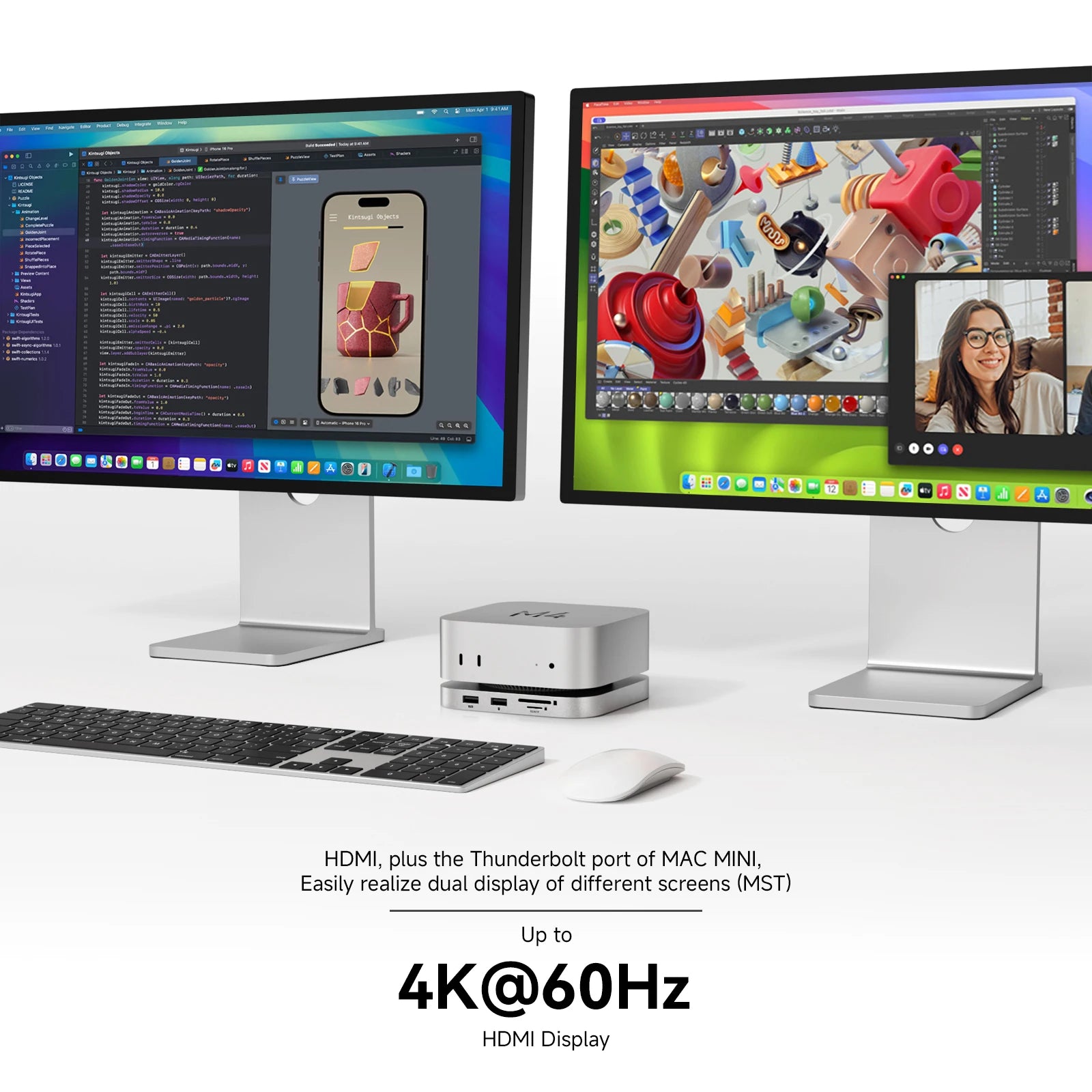 Mac Mini Docking Hub With M.2 SSD Enclosure 4K HDMI