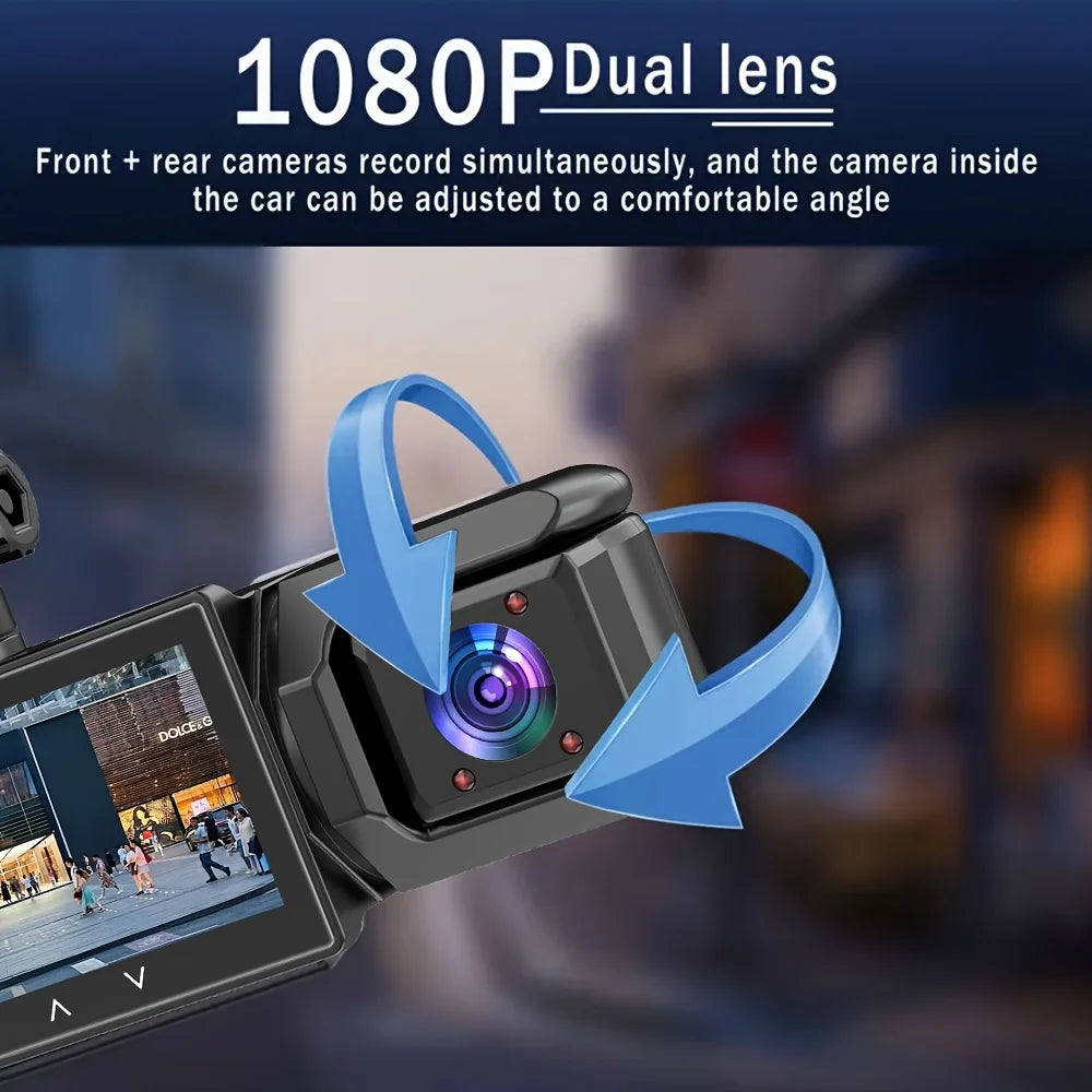 1080P 3 Camera Dash Cam Front and Rear Night Vision - Smarsty