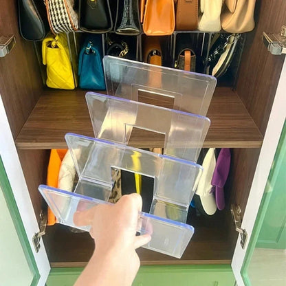 Handbag Storage Organizer Rack Wardrobe Divider Shelf Bag Storage Rack Transparent Purse Handbag Divider Shelf Bags Display Rack by Smarsty