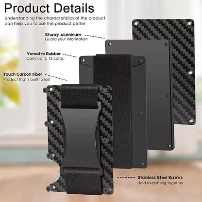 Carbon Fiber Metal Minimalist Slim Credit Card Holder Wallet Carteira for Men Cartera Tarjetero Hombre RFID Bank Cardholder Case