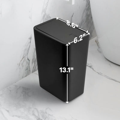 Bathroom Trash Can-10L Small Garbage Can with Press Top Lid for Toilet,Bedroom,Living Room – Plastic Wastebasket with Pop-up Lid - Smarsty
