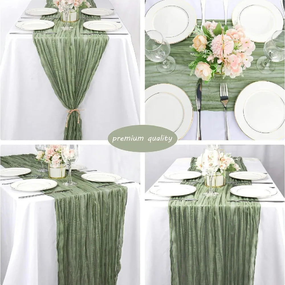 Boho Cheesecloth Table Runner Set for Elegant Events - Smarsty