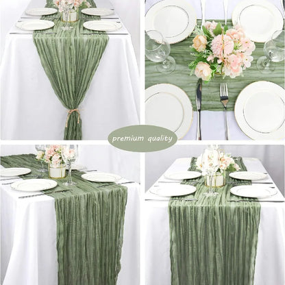 Boho Cheesecloth Table Runner Set for Elegant Events - Smarsty