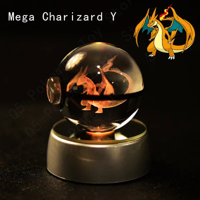 Pokemon Crystal Ball 3D Pikachu Mewtwo Mew Gengar Night Light Lamp Base Pokeball Crystal Pokemon Glass Ball Figure Birthday Gift - Smarsty
