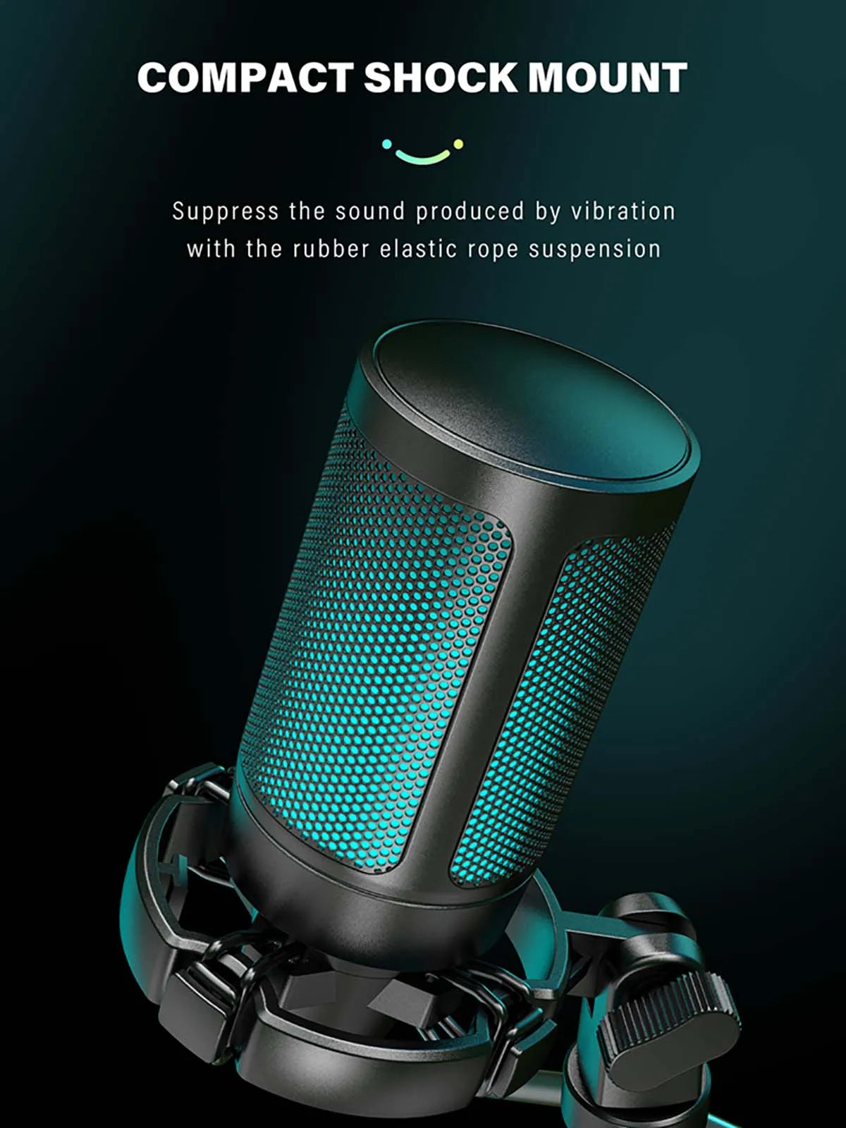 AmpliGame RGB USB Gaming Microphone with Mute Feature - Smarsty