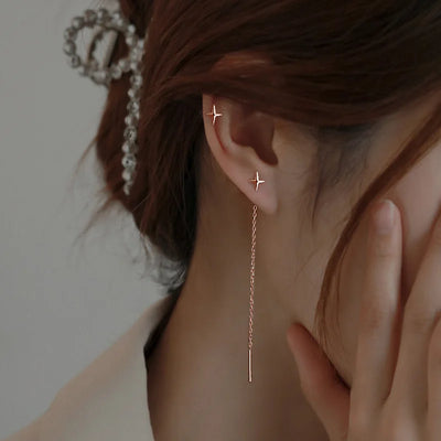 S925 Silver Tassel Drop Earrings for Women with Long Chains - Smarsty