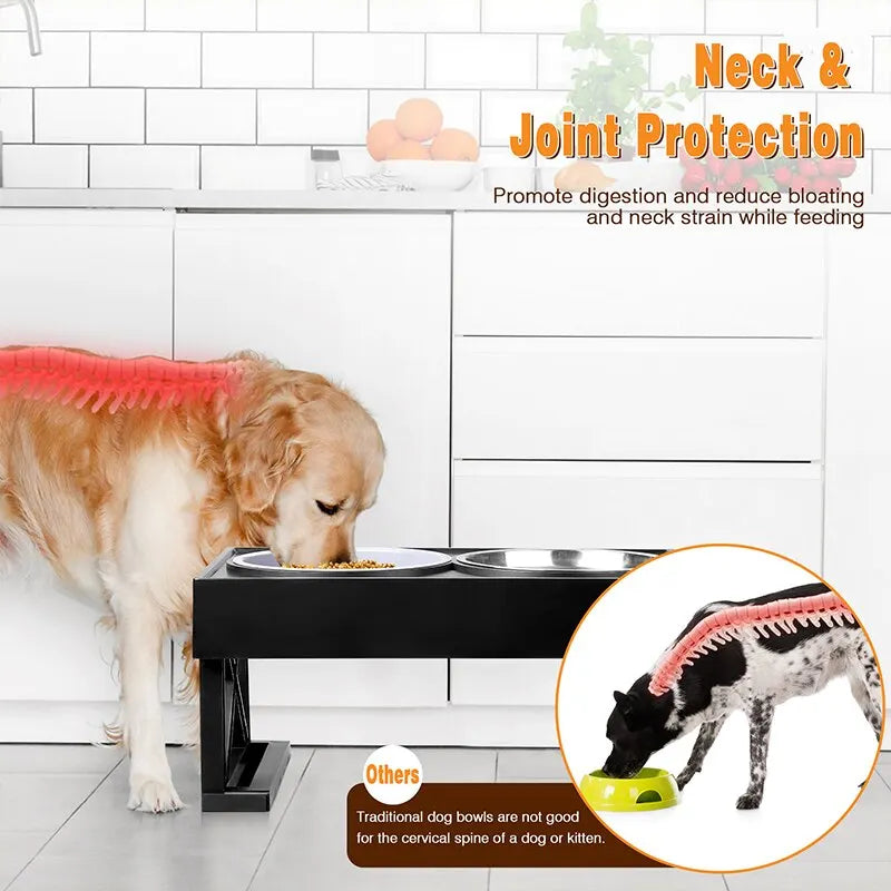 Adjustable Height Elevated Dog Feeding Bowl Stand - Smarsty