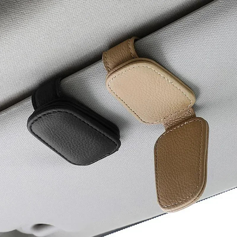 Magnetic Leather Sunglasses Holder For Car Sunshade Clips - Smarsty