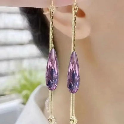 Blue Heart Shaped Zircon Drop Earrings for Elegant Women - Smarsty