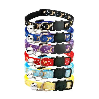 Pet Collar With Bell Cartoon Footprint Colorful Dog Puppy Kitten Collar Adjustable Safety Bell Ring Necklace Pet Accessories - Smarsty