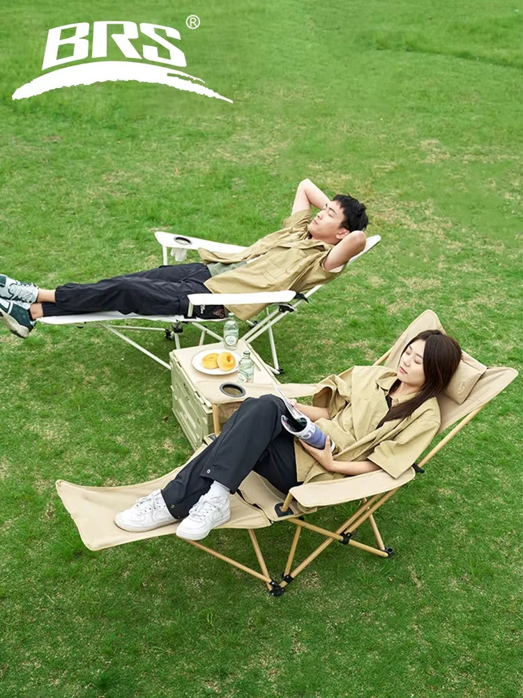 WESTTUNE 2-in-1 Reclining Camping Chair Lightweight Folding Camping Lounge Chair with Adjustable Backrest & Footrest for Beach