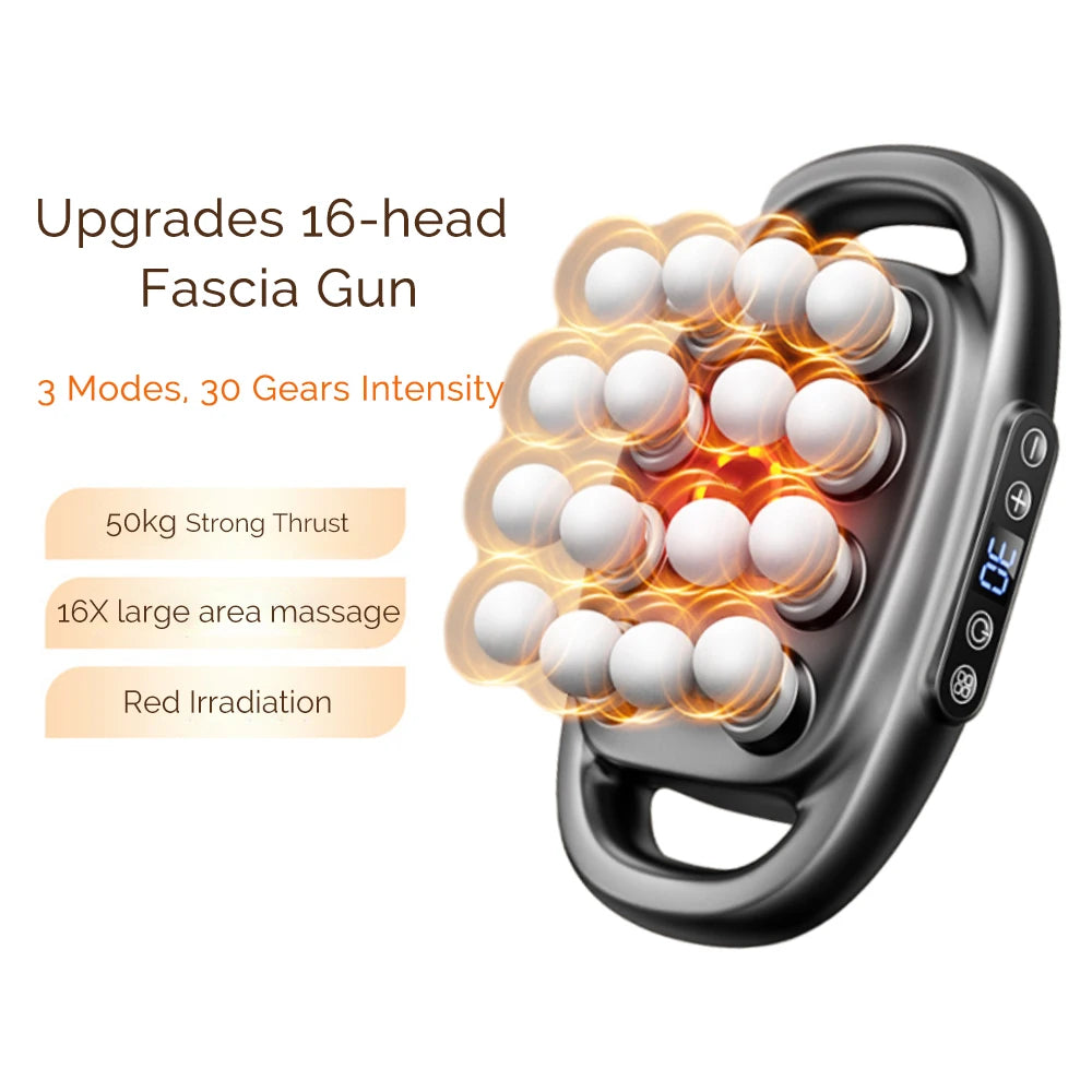 16-Head Fascia Gun High-Frequency Vibration Body Massage Gun Back and Waist Massager Neck Shoulder Massager Muscle masajeador - Smarsty