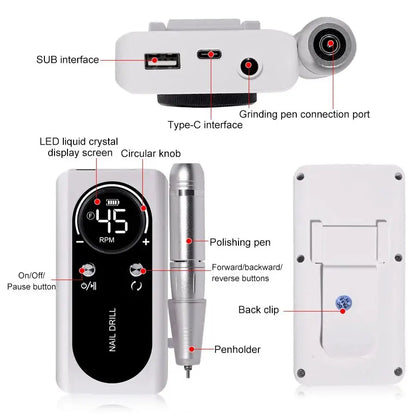 Professional Electric Nail Drill Machine for Manicure - Smarsty