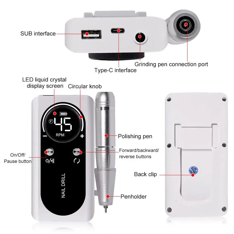 Professional Electric Nail Drill Machine for Manicure - Smarsty