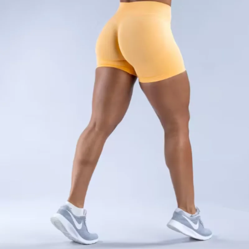 One piece of three waisted pleated low rise fitness seamless three part pants yoga shorts gym shorts women's fitness sports legg - Smarsty