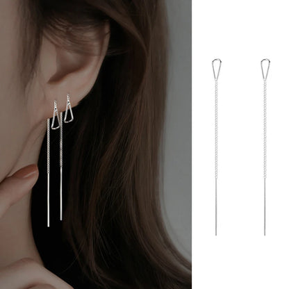 S925 Silver Tassel Drop Earrings for Women with Long Chains - Smarsty