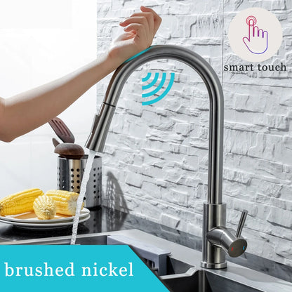 DQOK Smart Touch Control Kitchen Faucet with Pull Out Spray - Smarsty